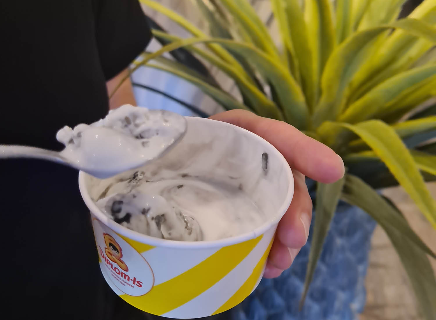 Softis i kaféen på Lampeland Hotell